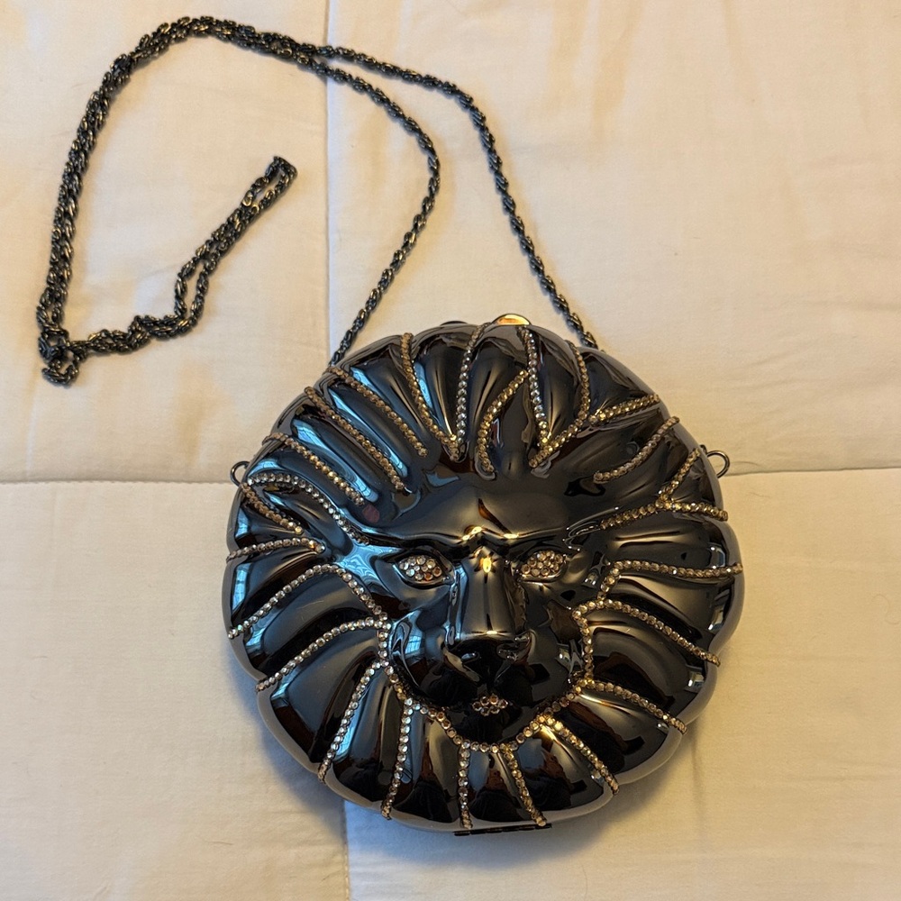Black Lion Face Crossbody Bag